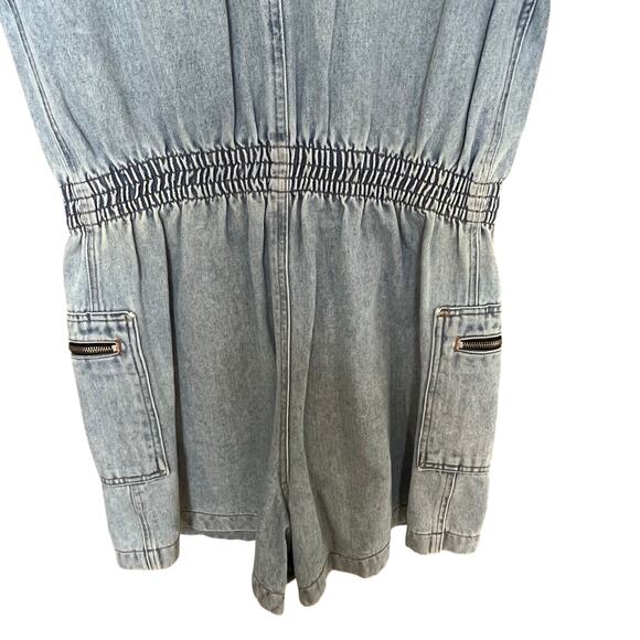Styles to Go Denim Romper Shorts Size 11/12 Vintage Blue Jean Zip Pockets Button - Picture 5 of 9